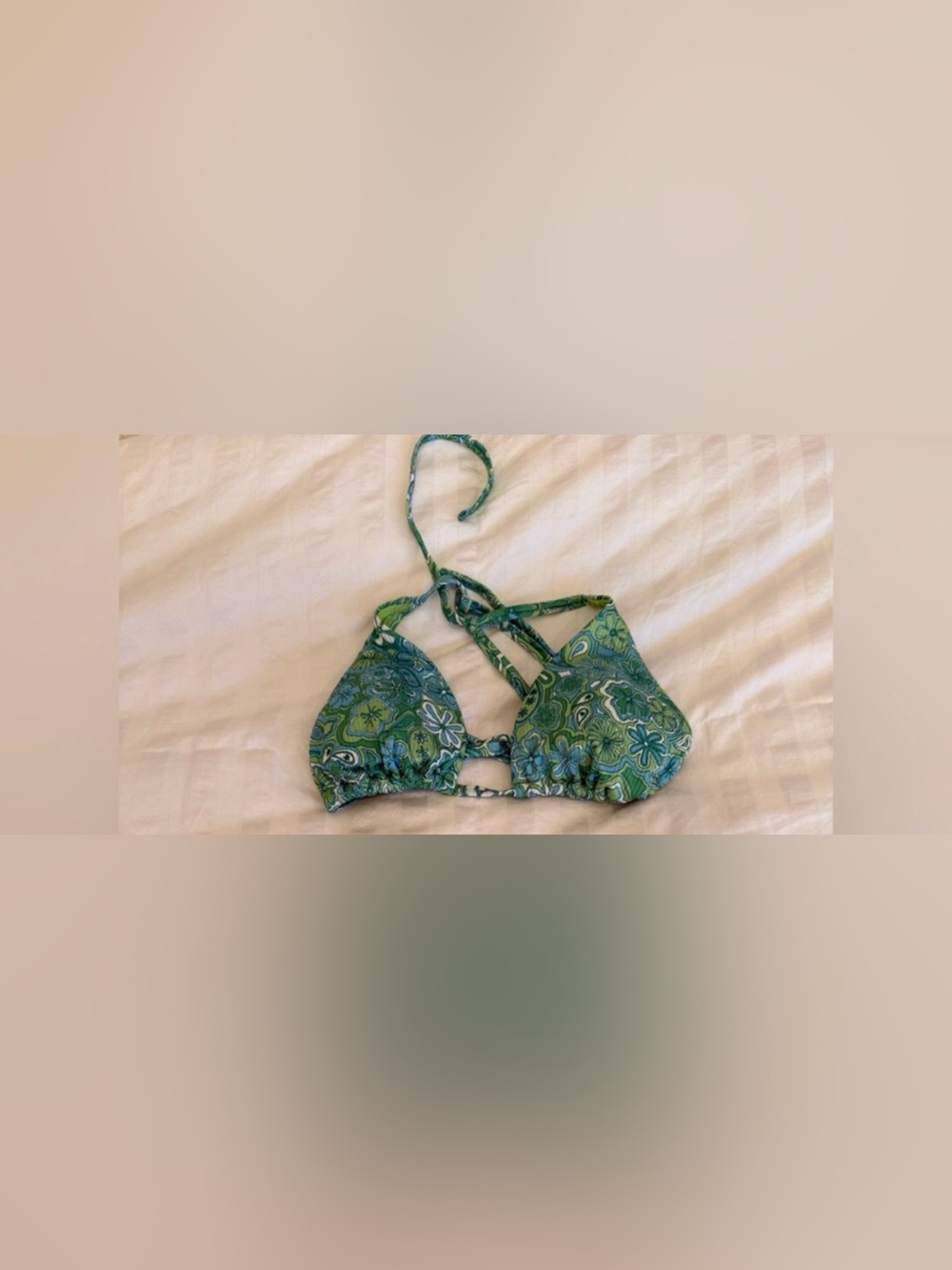 Hollister Green Floral Bikini Top
